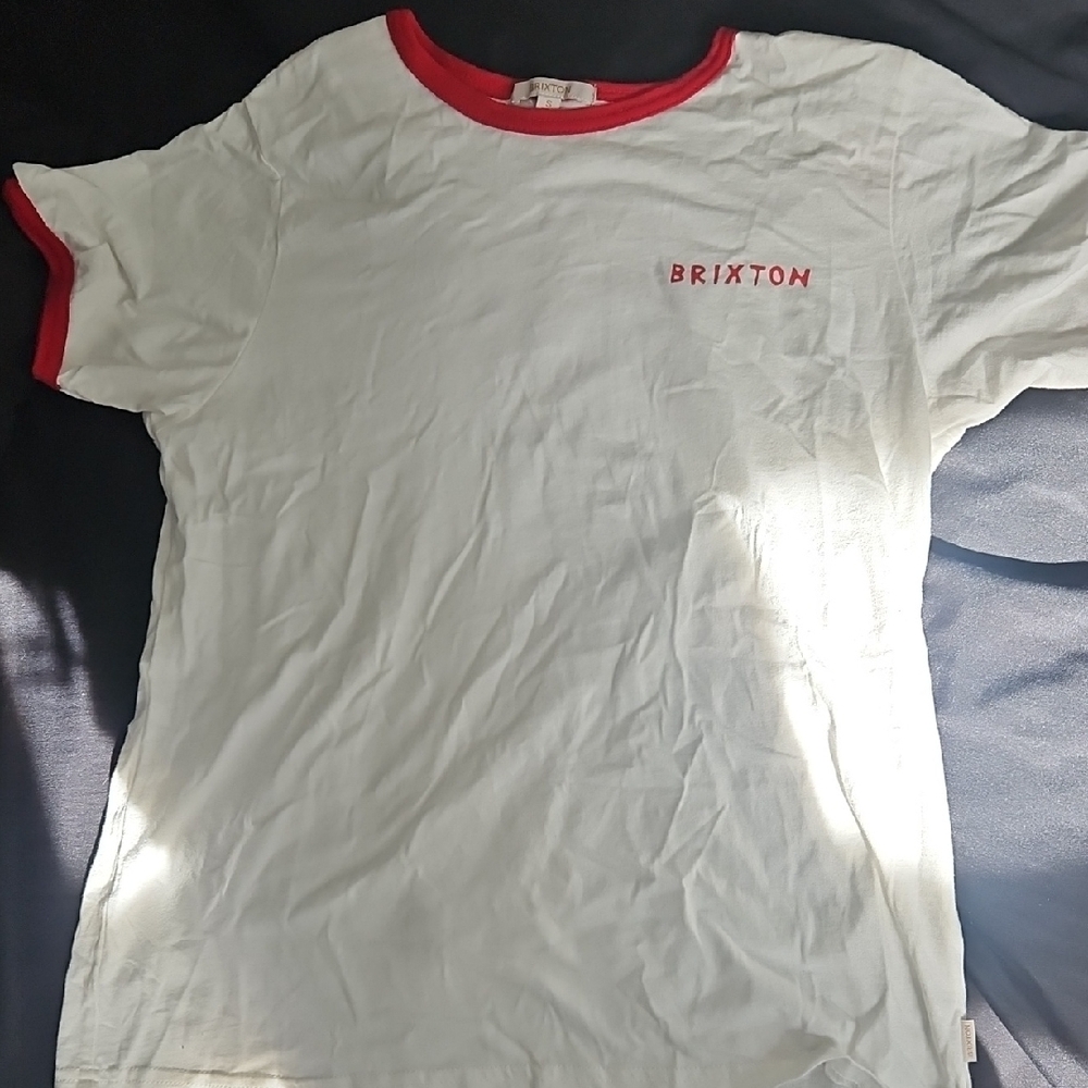 Brixton White Tee with Red Trim